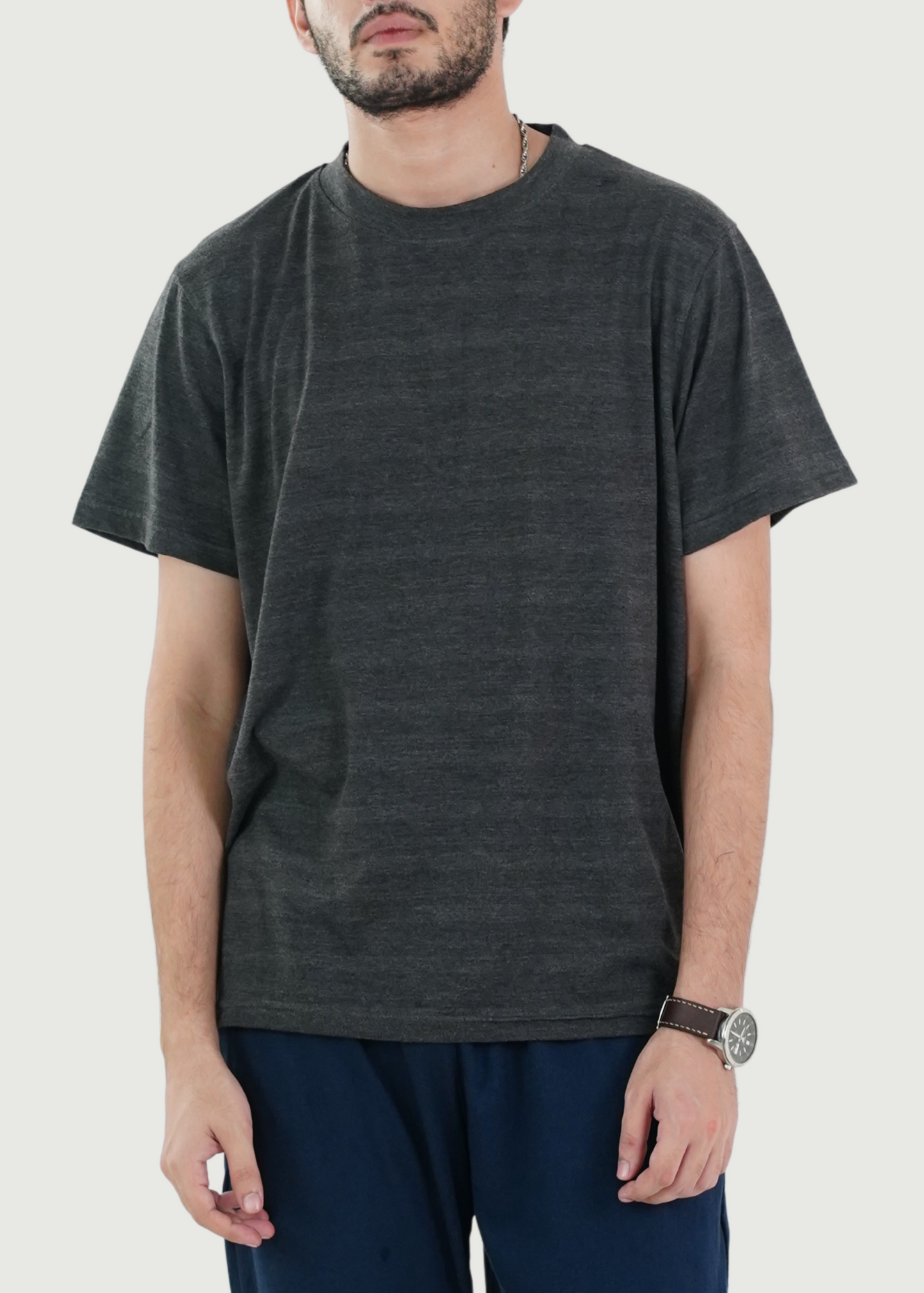 BASIC GREY TEXTURED T-SHIRT