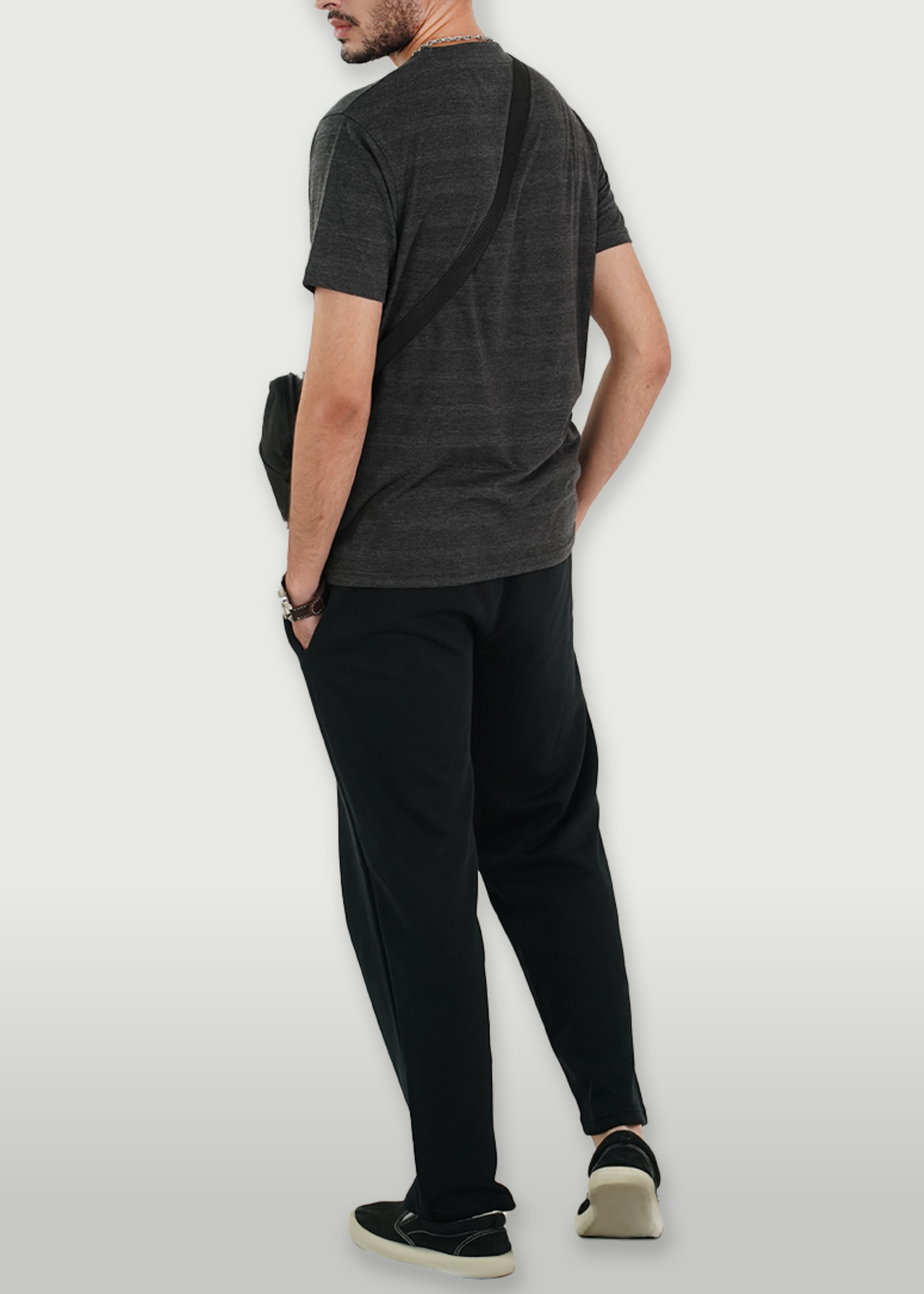 BASIC GREY TEXTURED T-SHIRT