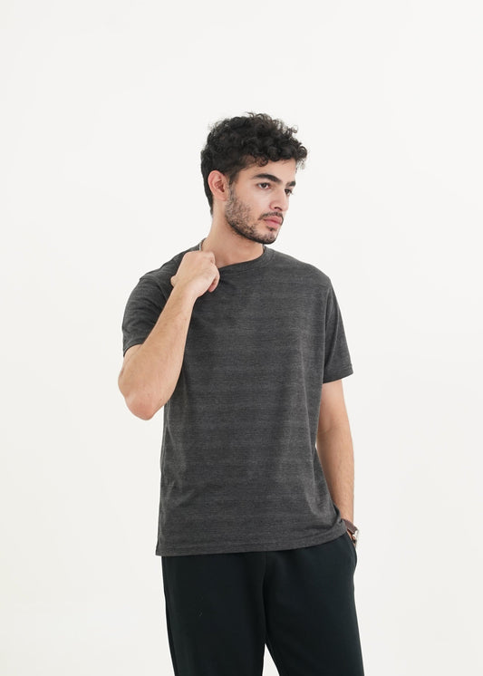 BASIC GREY TEXTURED T-SHIRT