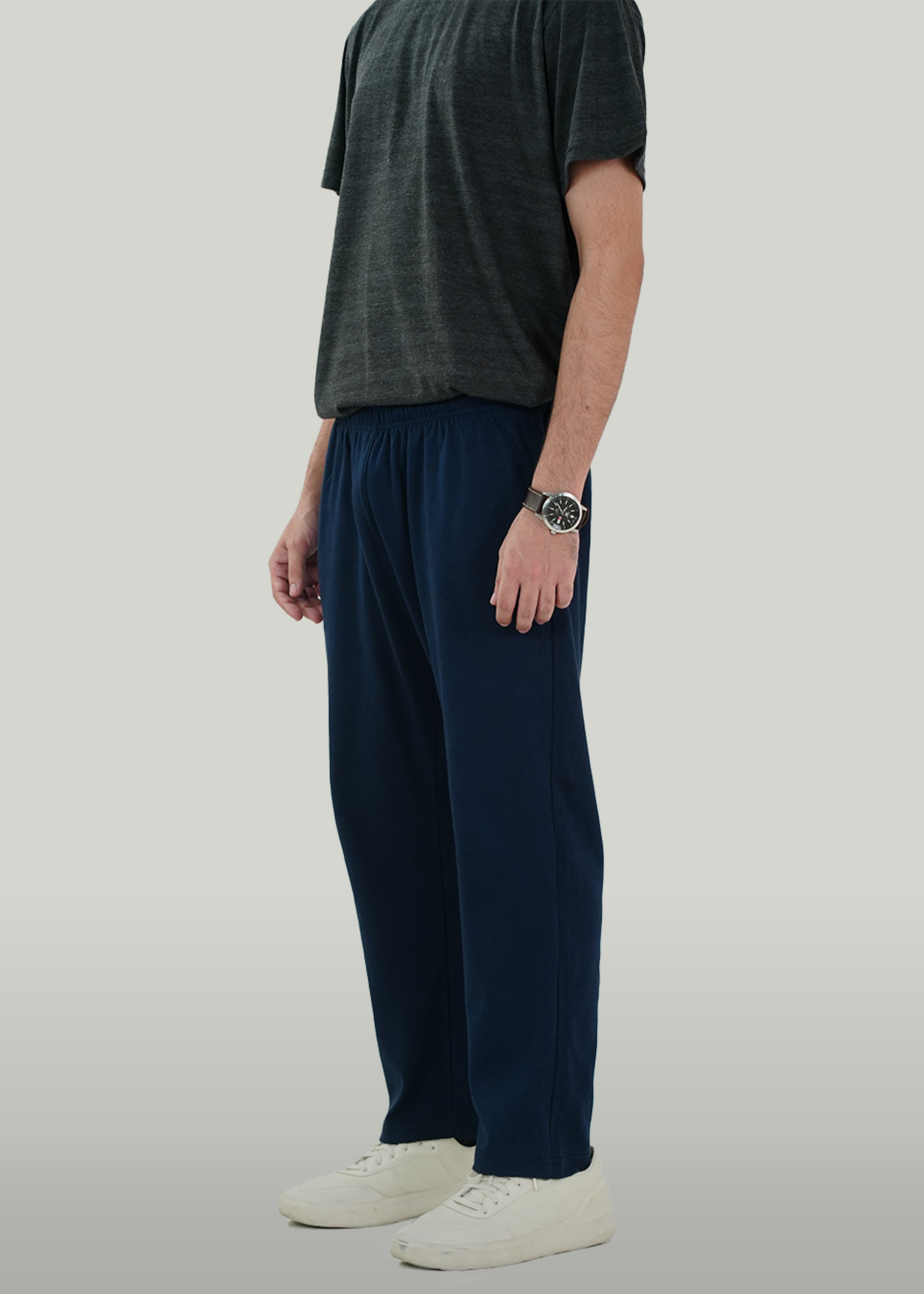 COTTON NAVY ANKLE TROUSER