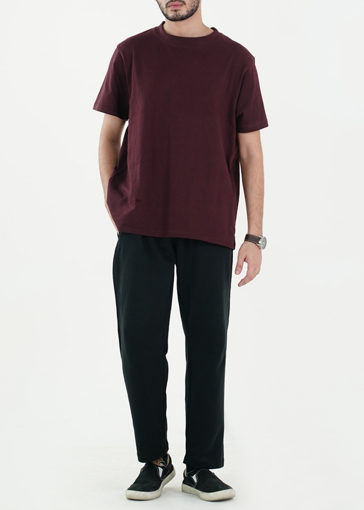 HEAVY WEIGHT BASIC MAROON RELAXED TEE