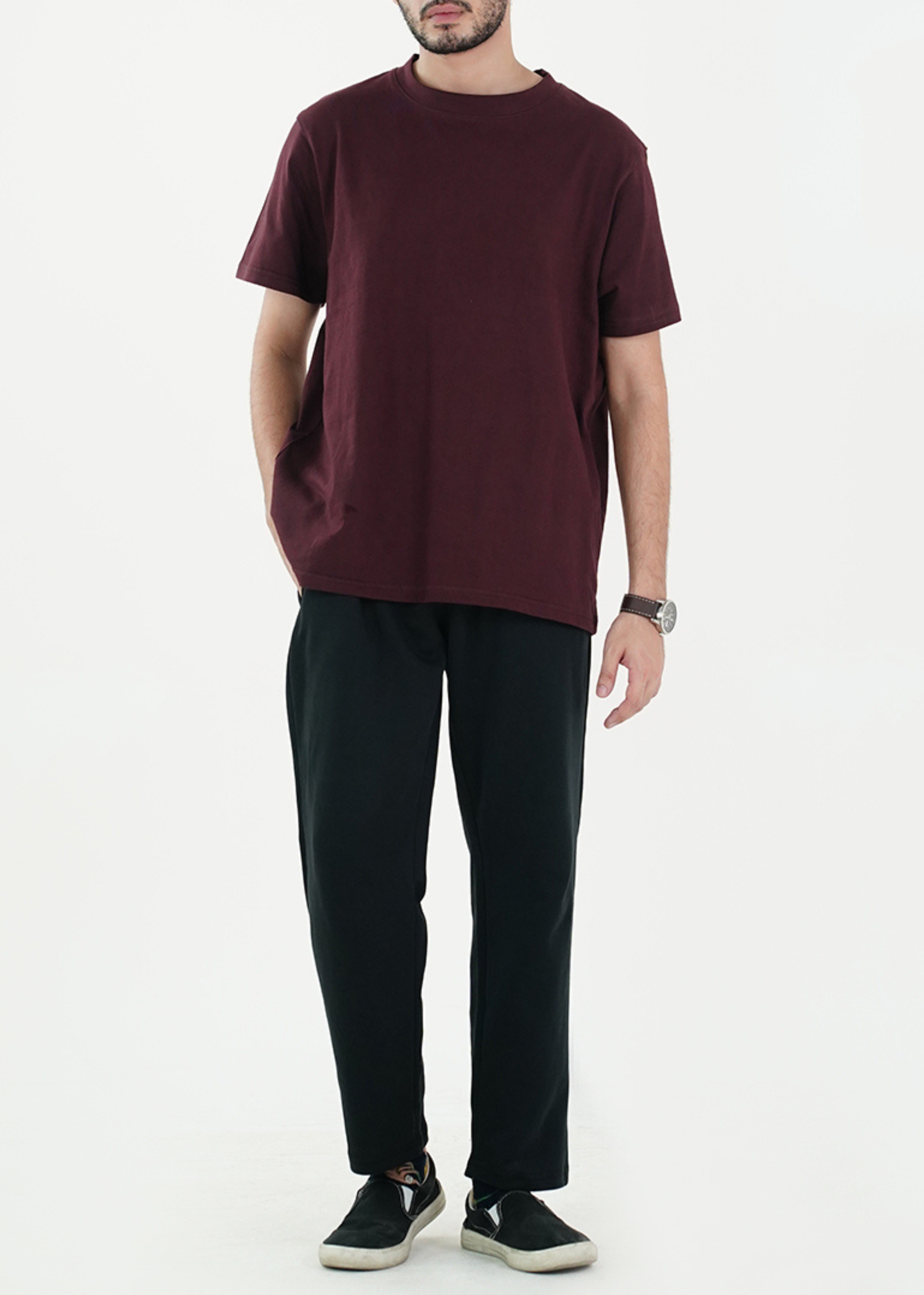 HEAVY WEIGHT BASIC MAROON RELAXED TEE