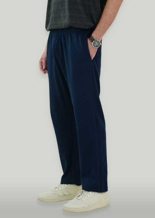 COTTON NAVY ANKLE TROUSER
