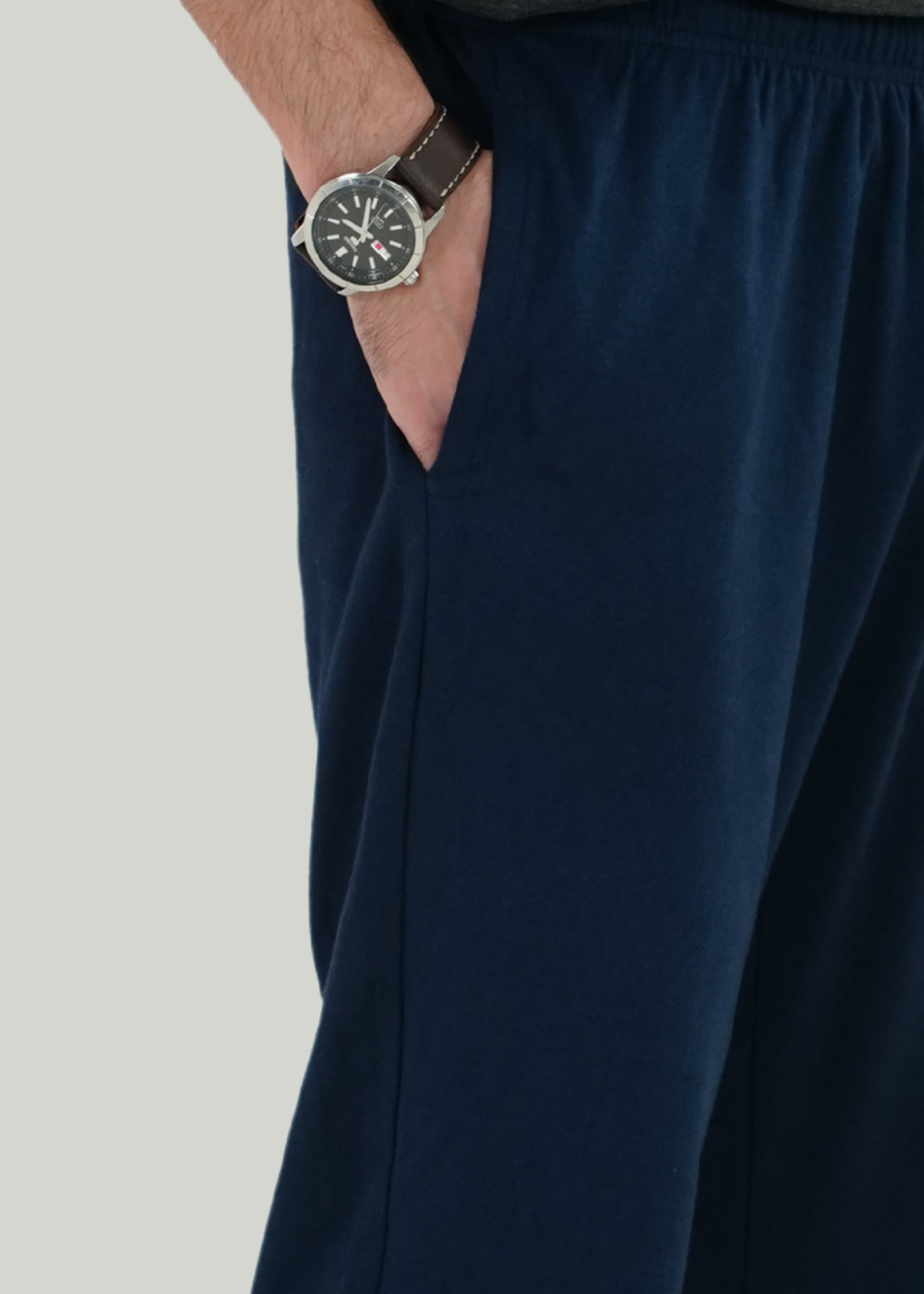 COTTON NAVY ANKLE TROUSER