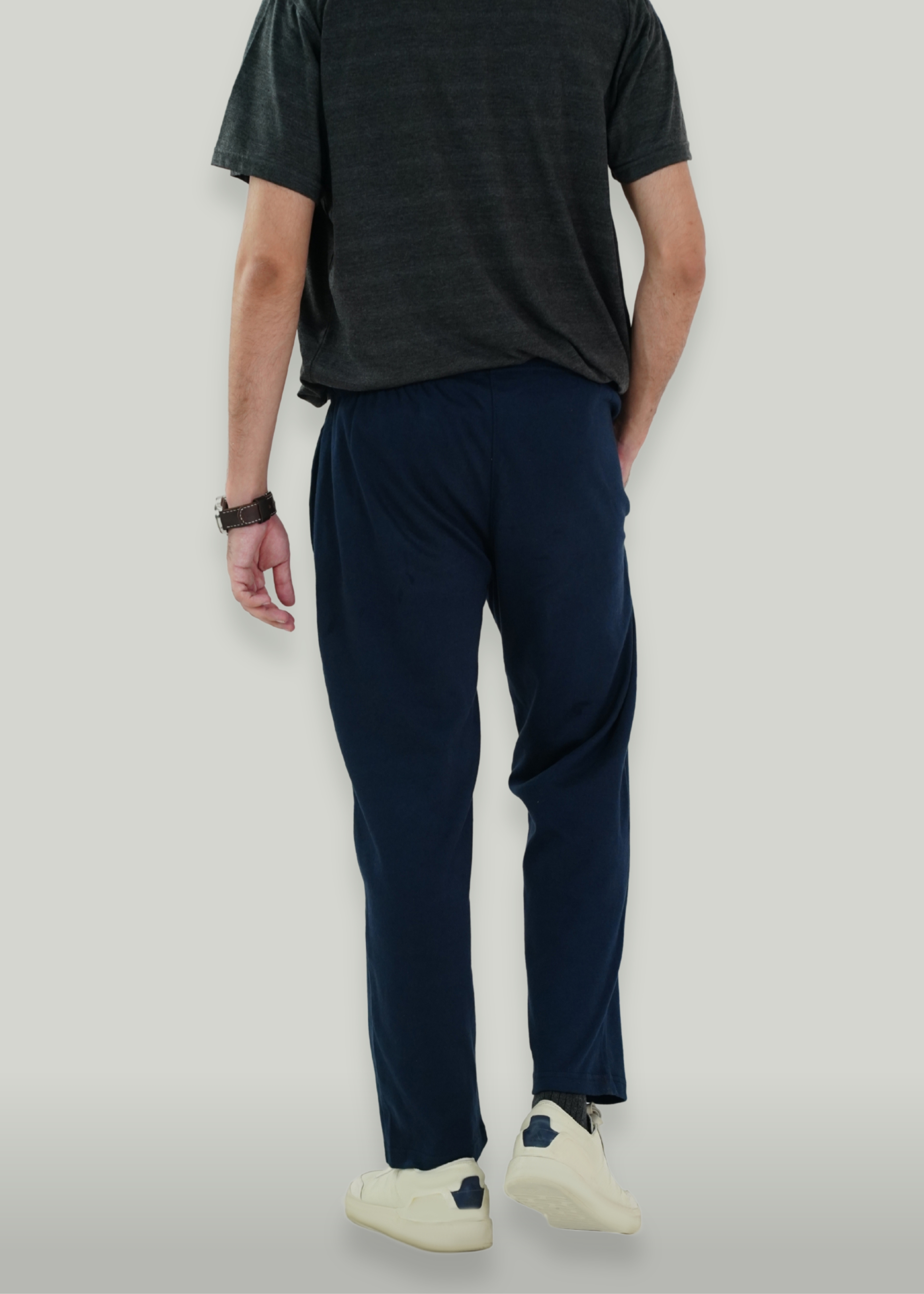 COTTON NAVY ANKLE TROUSER