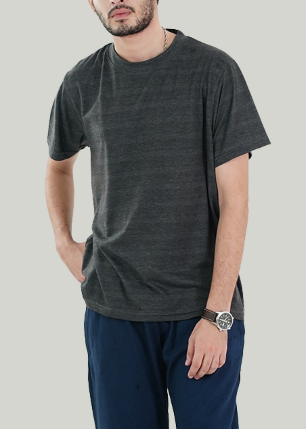 BASIC GREY TEXTURED RELAXED TEE