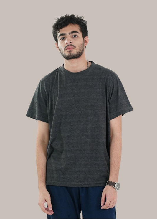 BASIC GREY TEXTURED RELAXED TEE