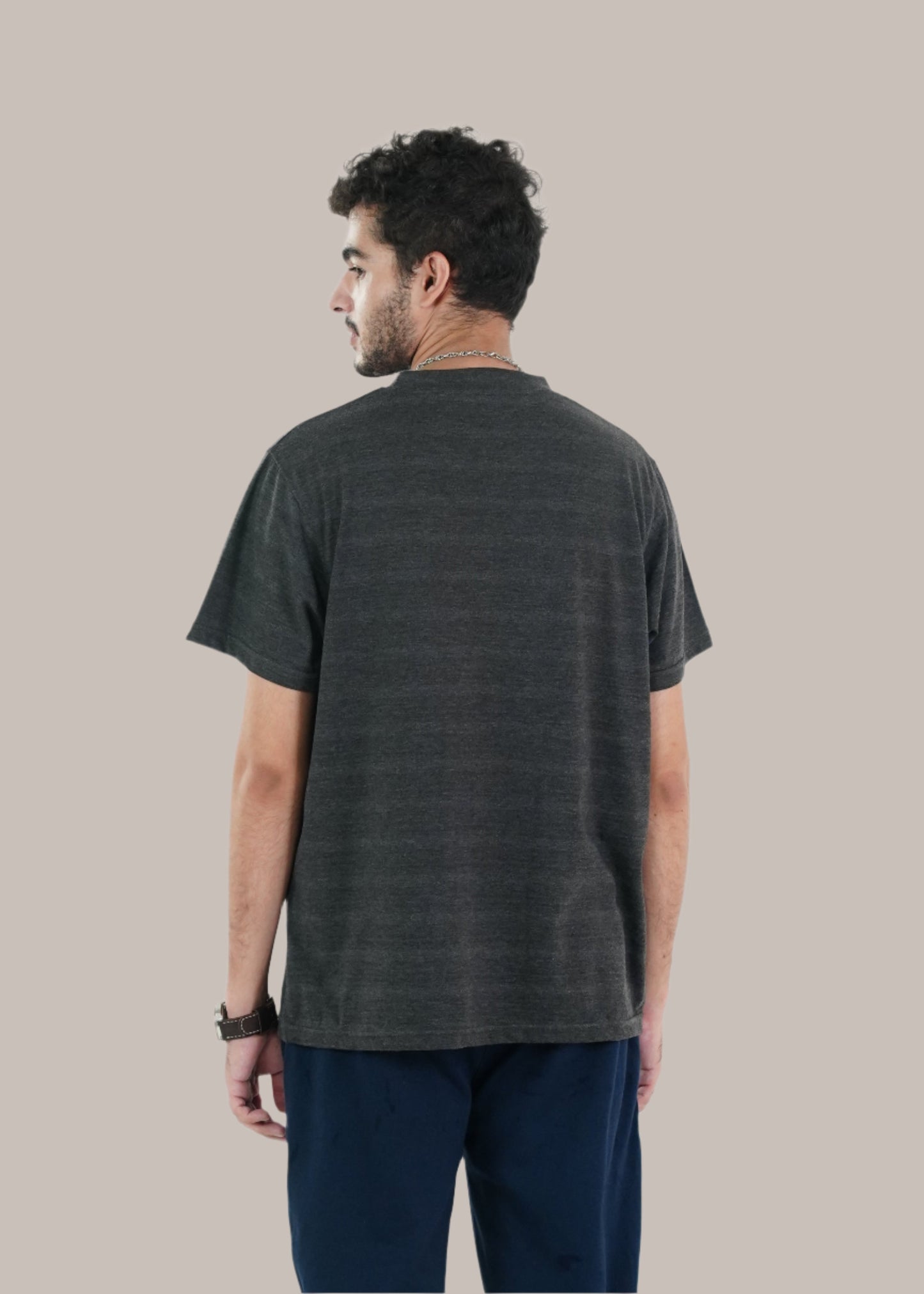 BASIC GREY TEXTURED RELAXED TEE