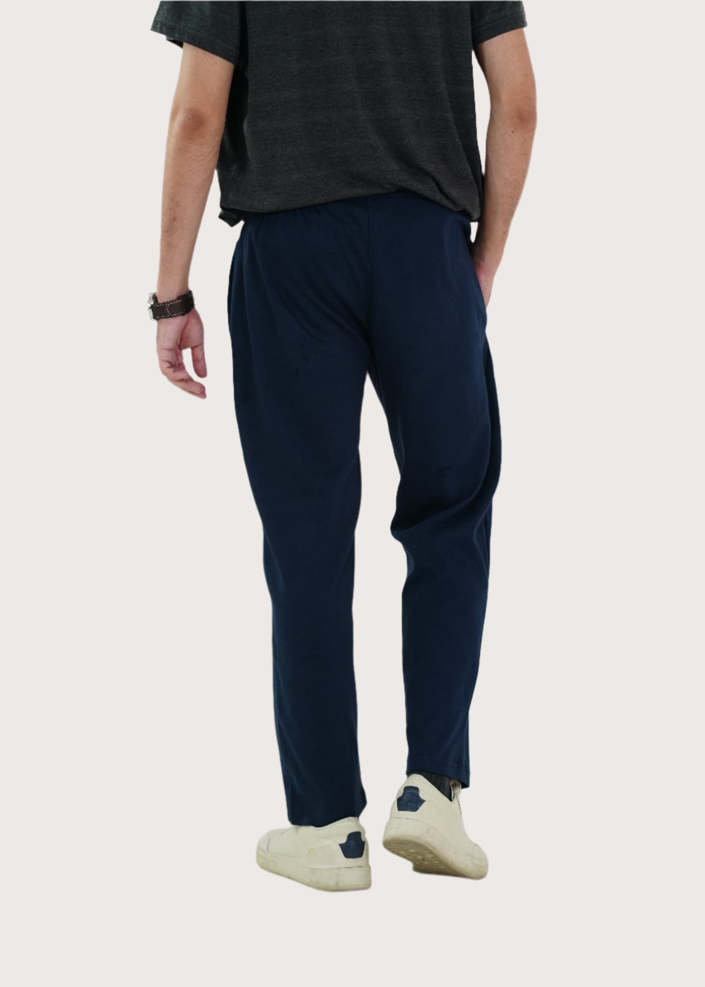 COTTON NAVY ANKLE TROUSER