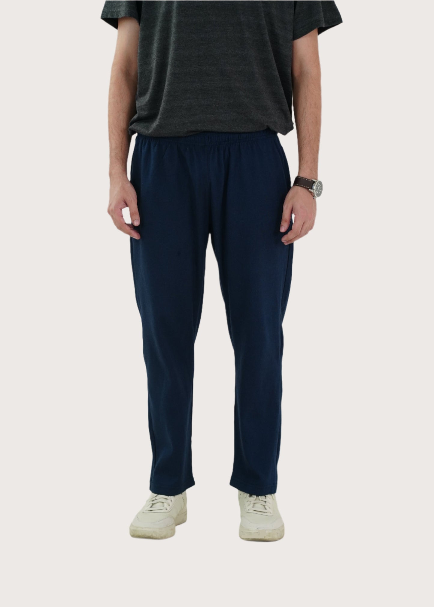 COTTON NAVY ANKLE TROUSER