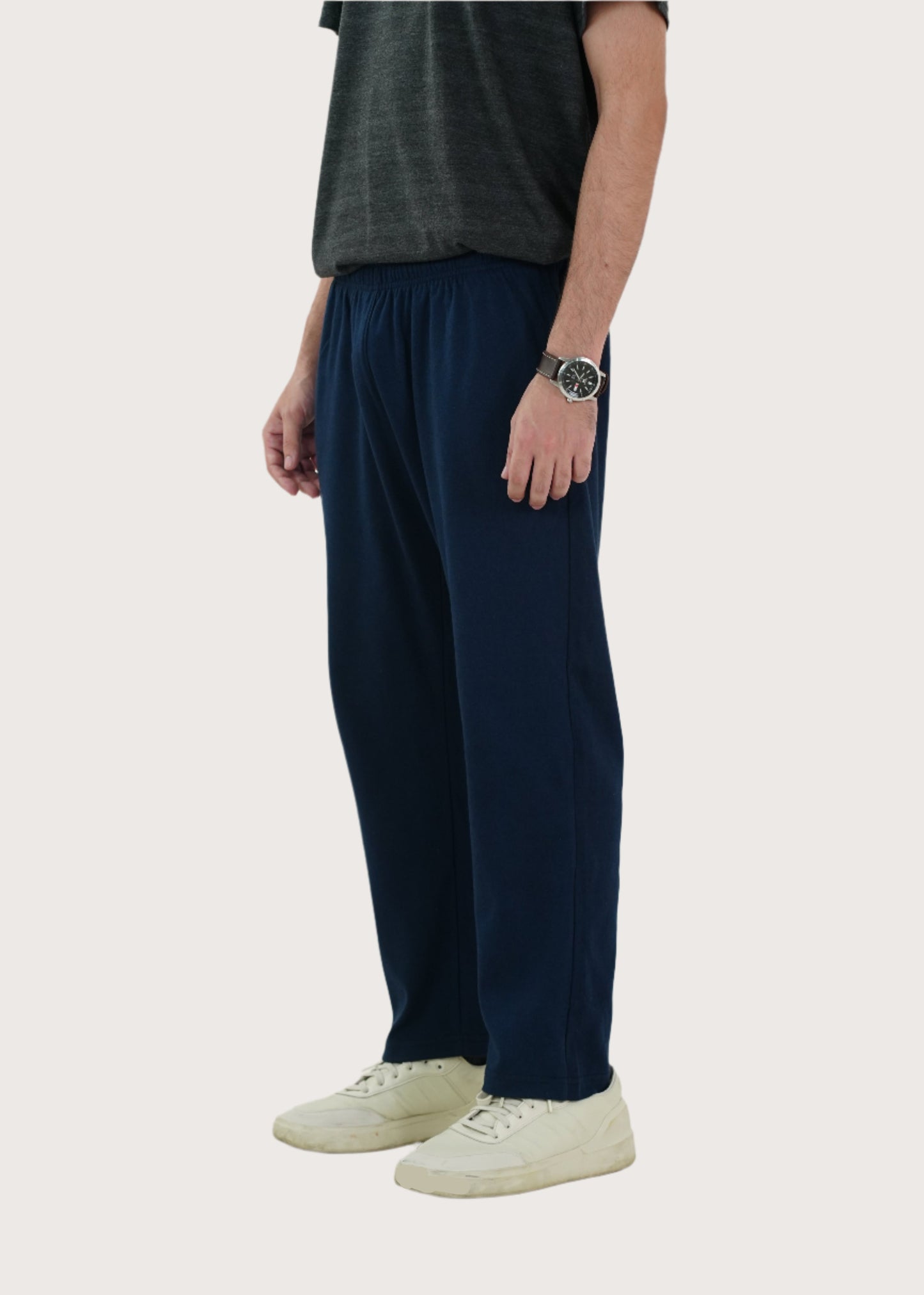 COTTON NAVY ANKLE TROUSER