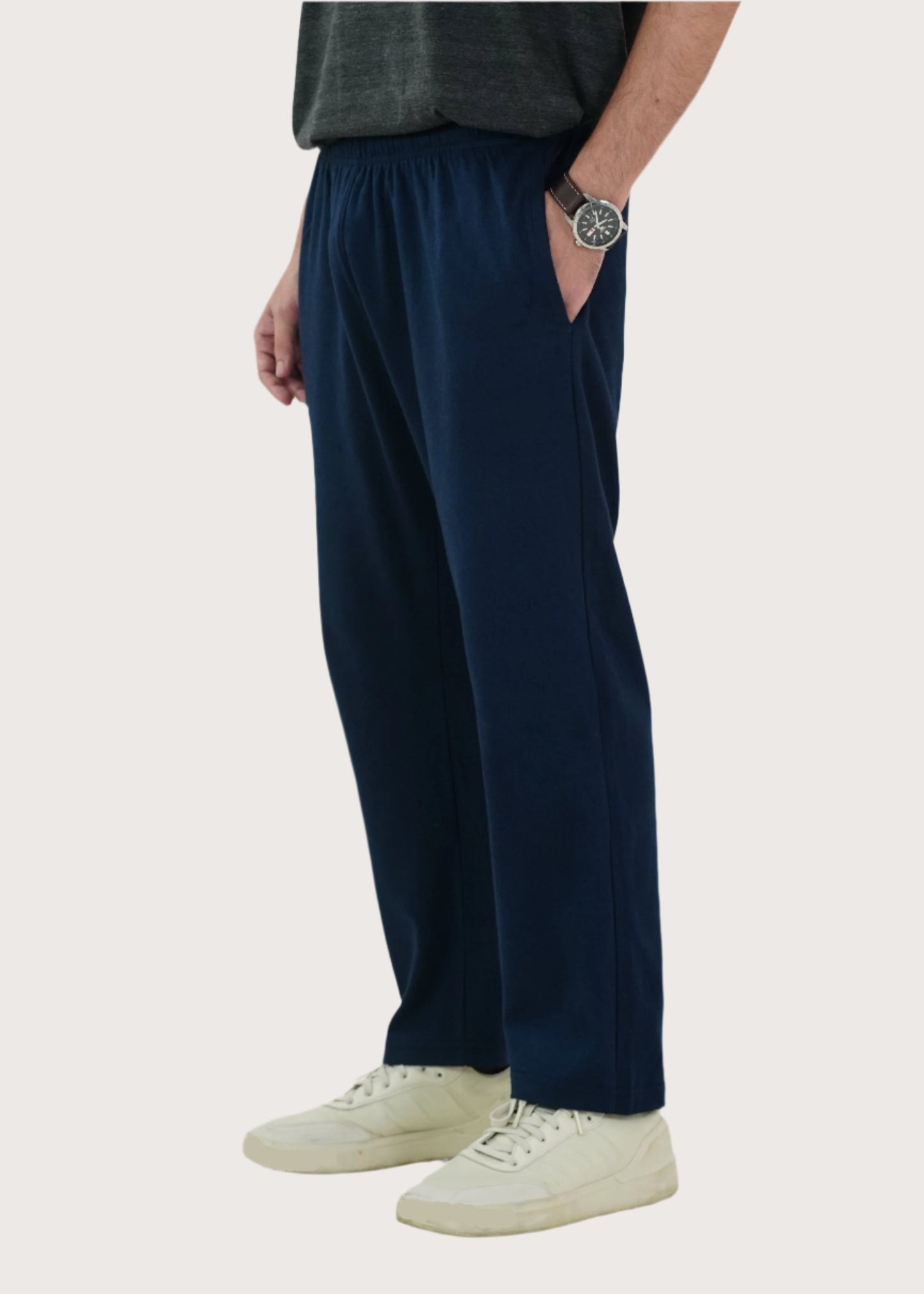 COTTON NAVY ANKLE TROUSER