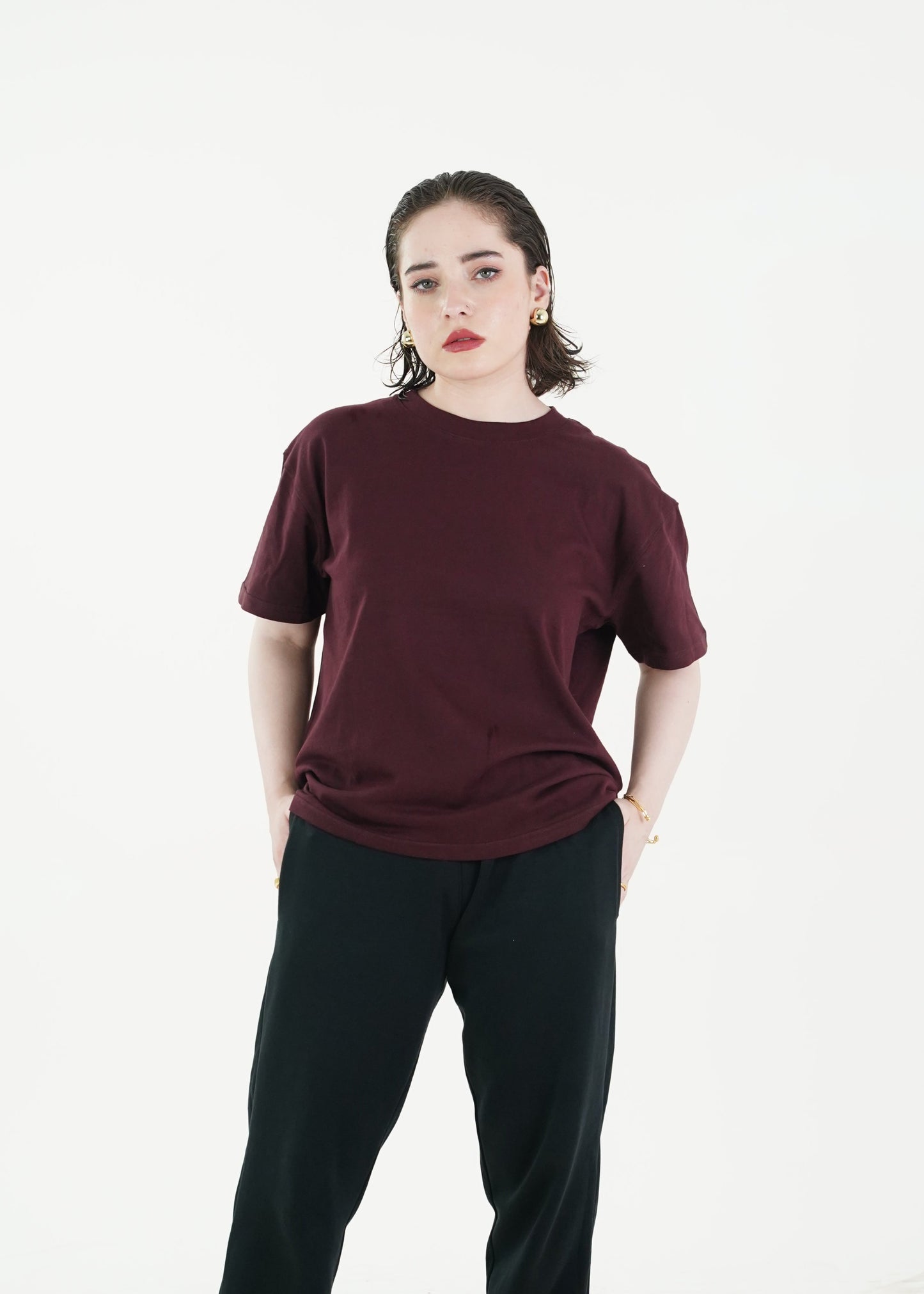 HEAVY WEIGHT BASIC MAROON RELAXED TEE