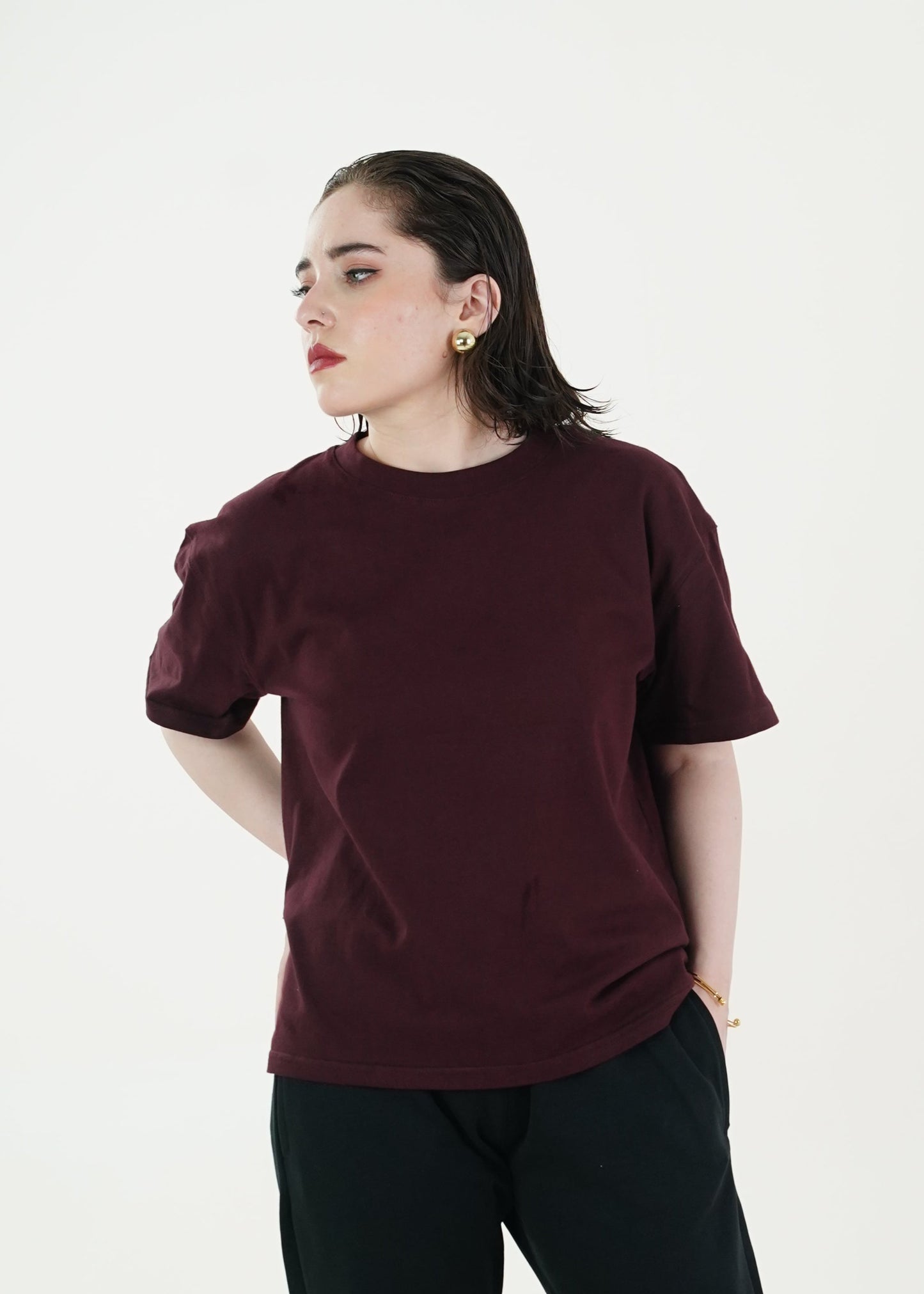 HEAVY WEIGHT BASIC MAROON RELAXED TEE