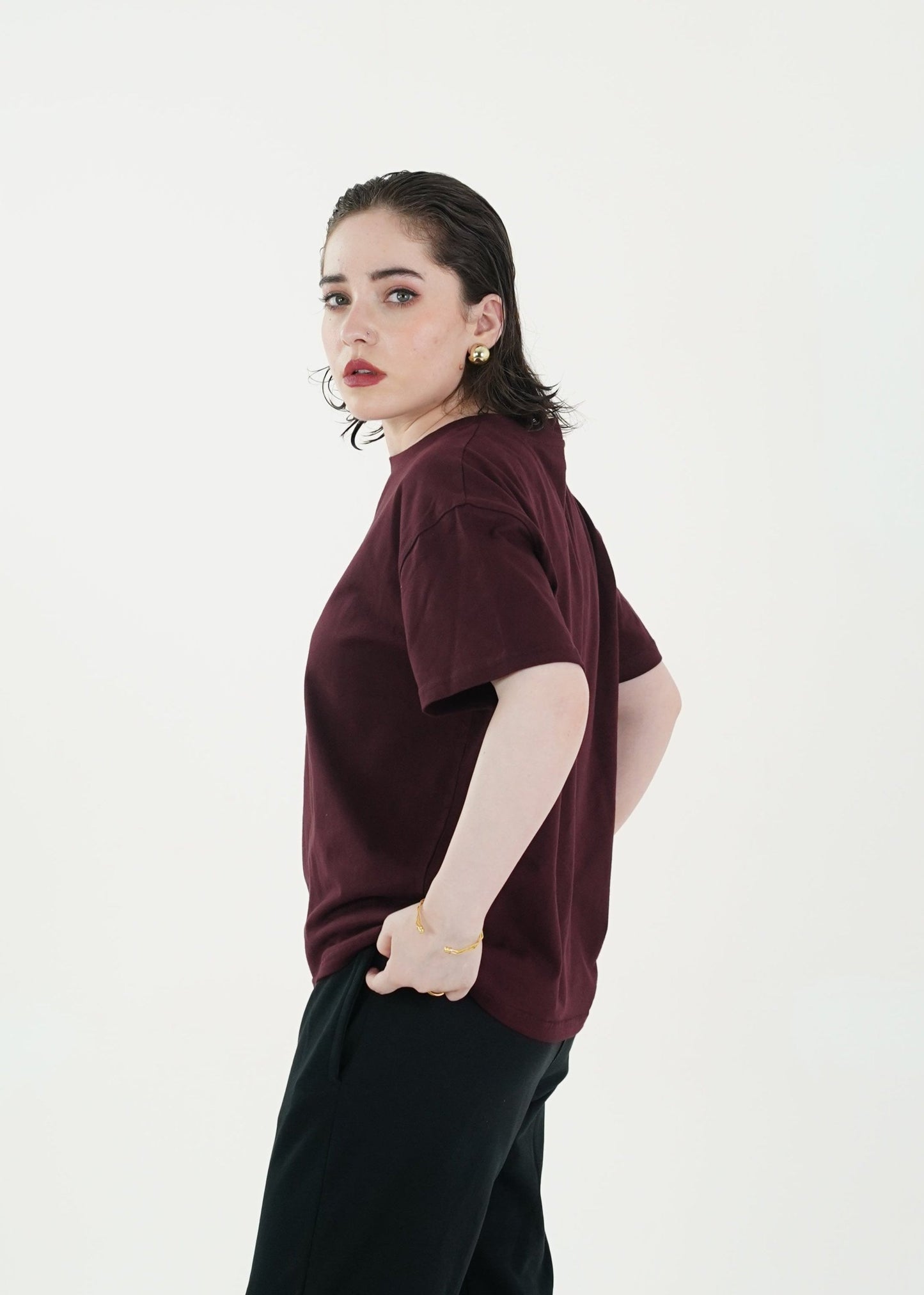 HEAVY WEIGHT BASIC MAROON RELAXED TEE