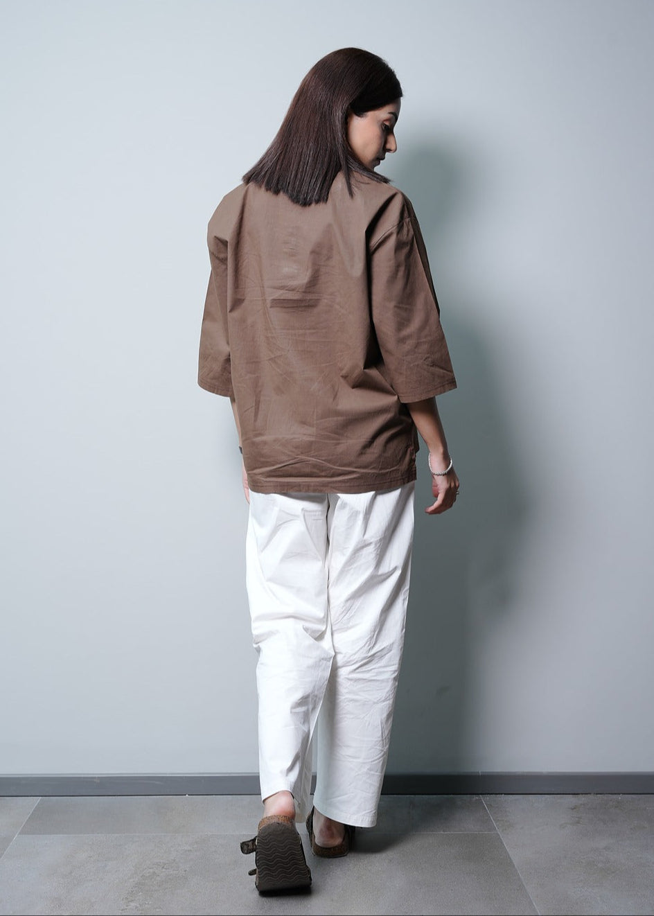 BROWN RESORT SHIRT WITH POLO COLLAR