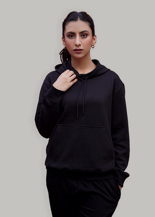 BLACK RELAXED HOODIE