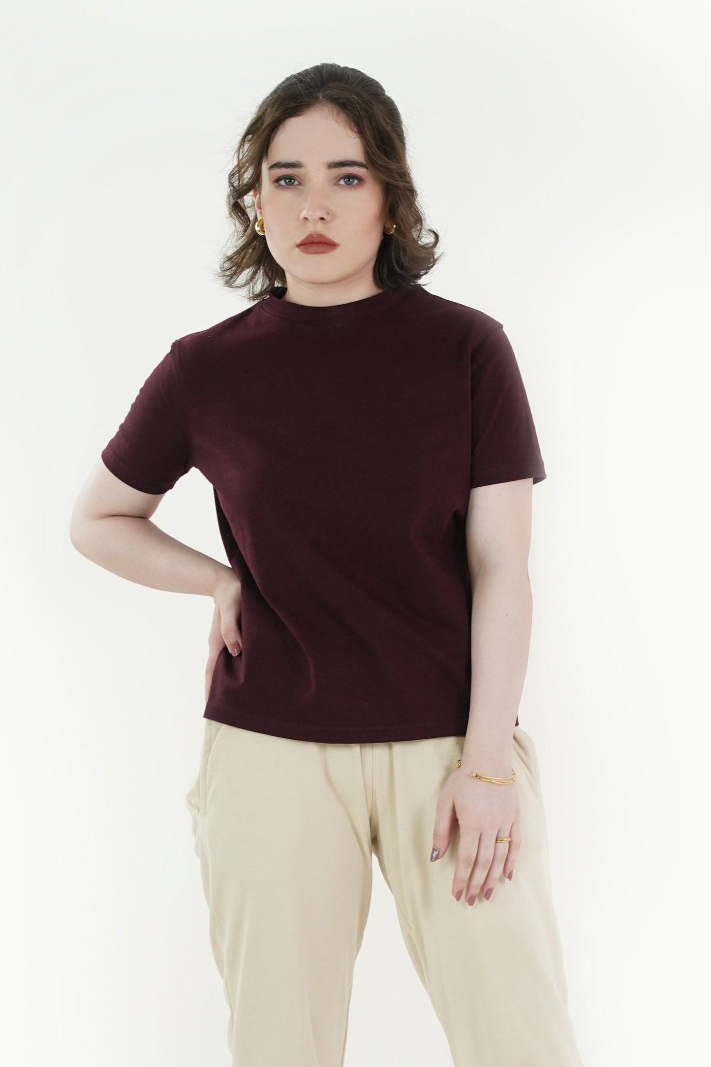 HEAVY WEIGHT BASIC MAROON T-SHIRT